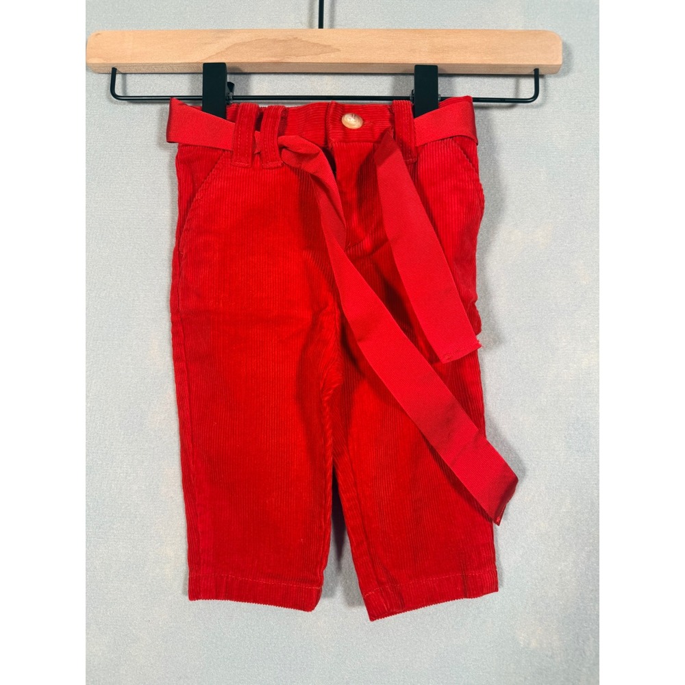 Ralph Lauren Baby Red Corduroy Pants with‎ Ribbon Belt 9M Holiday Preppy